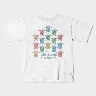 Turks & Caicos Islands Sea Turtle Flotilla (Distressed) Kids T-Shirt